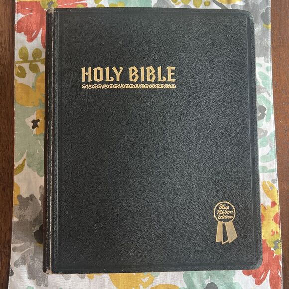 VINTAGE Holy Bible New Standard Reference Blue Ribbon 1948 Edition Hertel WOW - Picture 1 of 16